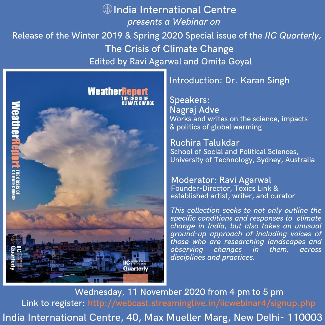 Webinar &mdash; The Crisis of Climate Change: Release of the Winter 2019 & Spring 2020 Special issue of the IIC Quarterly &mdash; Nov. 11, 2020